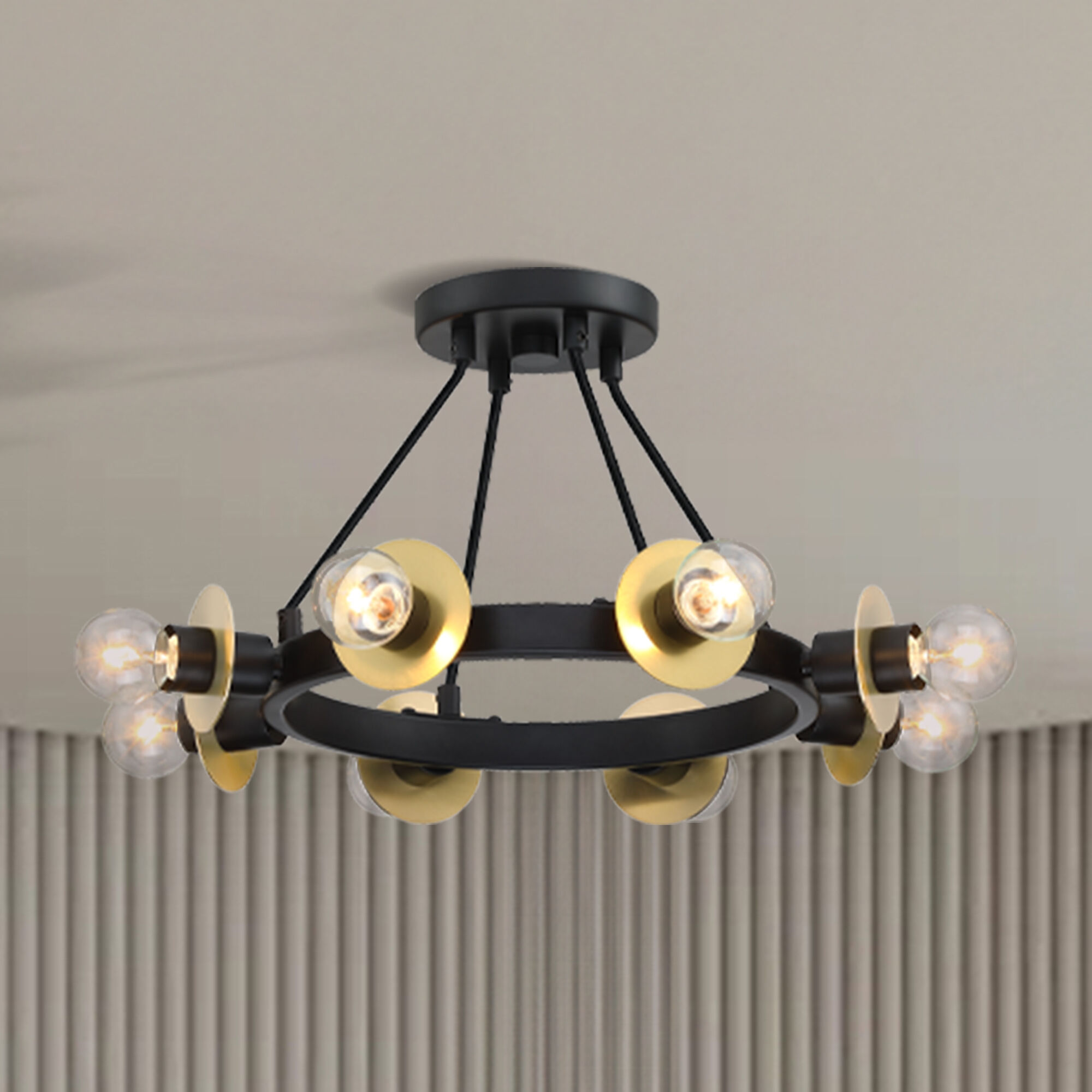 Harmoni 8 Light 16 inch Matte Black Semi Flush/Convertible Ceiling Light
